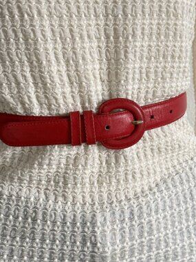 Coquette Core Cherry Red AXIOM Leather Waist Belt Vintage 80s Mod Style Small